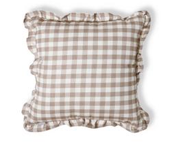 Capa de Almofada Estampada com Babados Vichy Elena Bege
