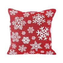 Capa de Almofada Floco de Neve Vermelho e Branco 45 cm