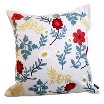 Capa de Almofada Floral Bordada Quadrada Sofá Cama 43x43cm