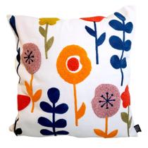 Capa de Almofada Floral Bordada Quadrada Sofá Cama 43x43cm