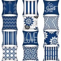 Capa de almofada Flutesan Decorative 18 x 18 polegadas de linho azul x12 Capa de almofada Flutesan Decorative 18 x 18 polegadas de linho azul x12