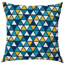 Capa de Almofada Geométrico Azul e Amarelo Impermeável 45x45cm