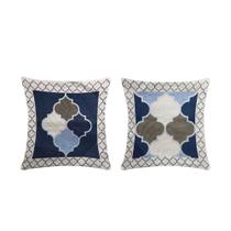 Capa de Almofada Grécia Jacquard 45x45cm Estampa Frente e Verso com Zíper Variação: Azul