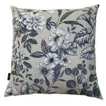 Capa de Almofada Impermeável Estampa Digital 100% Algodão Flor Branca Folhas Pretas Área Externa 43cmx43cm Capa de Almofada Impermeável Estampa Digital 100% Algodão Flor Branca Folhas Pretas Área Externa 43cmx43cm