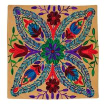 Capa De Almofada Indiana Bordada 100% Algodão 45X45Cm