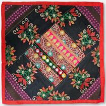 Capa de Almofada Indiana Bordada e Patchwork Sortido