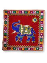 Capa de Almofada Indiana Quadrada Elefante Bordado Colorido