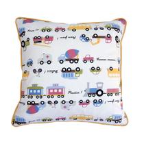 Capa de almofada infantil VivaIN branca com carros coloridos Capa de almofada infantil VivaIN branca com carros coloridos