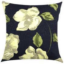 Capa de Almofada Jacquard Azul Marinho Flores Brancas 45x45cm Capa de Almofada Jacquard Azul Marinho Flores Brancas 45x45cm