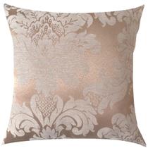 Capa de Almofada Jacquard Bege Cobre Medalhão 45x45cm Capa de Almofada Jacquard Bege Cobre Medalhão 45x45cm
