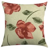 Capa de Almofada Jacquard Bege Flores Vermelhas 45x45cm Capa de Almofada Jacquard Bege Flores Vermelhas 45x45cm
