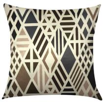 Capa de Almofada Jacquard Cotone Estampado Geométrico Bege com Branco 45cm x 45cm