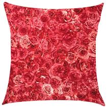 Capa de Almofada Jacquard Estampado Floral Rosas Vermelhas 45x45cm Capa de Almofada Jacquard Estampado Floral Rosas Vermelhas 45x45cm