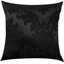 Capa de Almofada Jacquard Medalhão Preto 43x43cm Capa de Almofada Jacquard Medalhão Preto 43x43cm