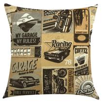 Capa de Almofada Jacquard Retrô Cars Bege 45x45cm Capa de Almofada Jacquard Retrô Cars Bege 45x45cm