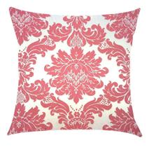 Capa de Almofada Jacquard Vermelho com Prata Medalhão 43x43cm