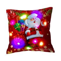 Capa De Almofada LED De Natal Com Papai Noel, Quadrada, Para Sofá, Decoração De Casa, Ano Novo