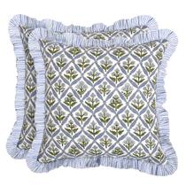 Capa de Almofada Light Steel Blue com Estampa em Bloco Ridhi 18" x 18" (46 cm x 46 cm) Pacote com 2 Decoração com Babado para Sofá, Cama, Sala de Estar Presente para Primavera, Páscoa, Dia dos Namorados Capa de Almofada Light Steel Blue com Estampa em Bloco Ridhi 18" x 18" (46 cm x 46 cm) Pacote com 2 Decoração com Babado para Sofá, Cama, Sala de Estar Presente para Primavera, Páscoa, Dia dos Namorados