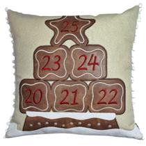 Capa de almofada linho bordada arvore natal calendario 50x50cm