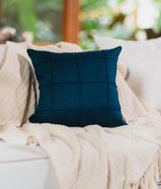 Capa de Almofada Linho Drapeada Azul - 43x43