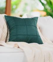 Capa de Almofada Linho Drapeada Verde - 43x43