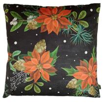 Capa de almofada linho natal flores 50x50