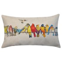 Capa de Almofada Linho Passarinhos Estampado 33X53 Tropical