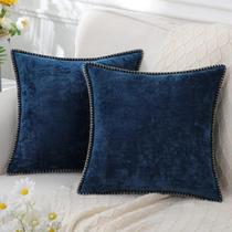 Capa de Almofada Luxuosa de Chenille Azul 45x45cm - Decorativa para Sofá