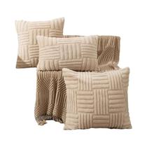 Capa De Almofada Luxuosa Em Pelúcia Falsa Boho Branca Creme, Macia E Decorativa Para Sofá