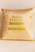 Capa de Almofada Natalina Bege Boas Festas 43x43