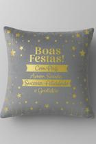 Capa de Almofada Natalina Cinza Boas Festas 43x43