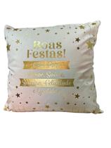 Capa de Almofada Natalina Off White Boas Festas 43x43