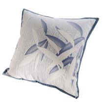 Capa de almofada Nordic Minimalist Cream Floral com folha azul