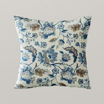 Capa de almofada para sofá suede floral azul