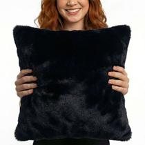 Capa de Almofada Pelúcia Pelo Curto Luxo Soft Preta Para Sofá Novadecora Capa de Almofada Pelúcia Pelo Curto Luxo Soft Preta Para Sofá Novadecora