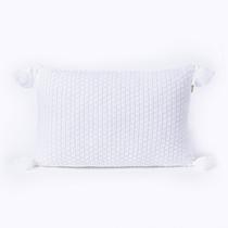 Capa De Almofada Pompom C/Zíper 50X30Cm Tricot Branco