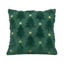 Capa De Almofada Quadrada Bordada Com Estrela De Natal Em Pelúcia Vermelha, Verde E Branca Para Sofá Capa De Almofada Quadrada Bordada Com Estrela De Natal Em Pelúcia Vermelha, Verde E Branca Para Sofá