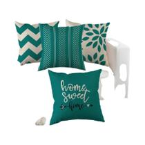 Capa de Almofada Quadrada de Linho (4 Peças) - Fronha Impressa para Decoração de Quarto