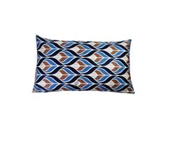 Capa de Almofada Retangular 40 x 60 Tecido Veludo Estampa Arabesco Cor Azul - Nallu Decor
