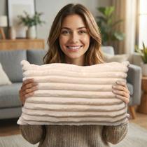 Capa De Almofada Retangular Luxo Soft Wave Decoração Sofá Sala Cama Branco Natural 30x50 Novadecora Capa De Almofada Retangular Luxo Soft Wave Decoração Sofá Sala Cama Branco Natural 30x50 Novadecora