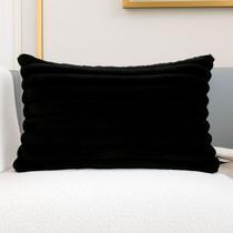 Capa De Almofada Retangular Luxo Soft Wave Decoração Sofá Sala Cama Preto 30x50 Novadecora