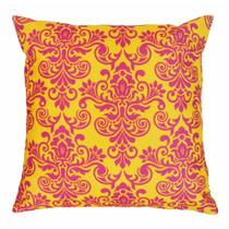 Capa de Almofada Suede Jacquard Pink com Amarelo 44x44