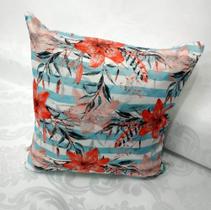 Capa De Almofada Tecido Estampada Lírio Vermelho 45x45 - Patch Decor