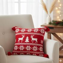 Capa de Almofada Tricô Decorativa Natal
