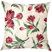 Capa de Almofada Tulipas Vermelhas Sued Premium 45x45cm