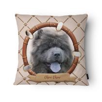 Capa de Almofada Veludo 43x43cm Chow Chow Cinza