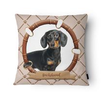 Capa de Almofada Veludo 43x43cm Dachushund Preto