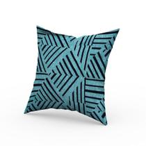 Capa de Almofada Veludo Geo Azul Claro e Azul Marinho 43 x 43 cm