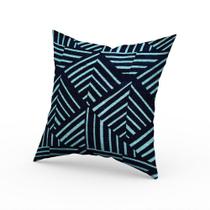 Capa de Almofada Veludo Geo Azul Marinho e Azul Claro 43 x 43 cm