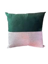 Capa de almofada veludo + linho decorativa verde - 45 x 45 cm